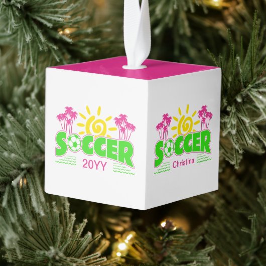 女子サッカーのサンシャインパーム キューブオーナメント (ツリー)