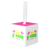 女子サッカーのサンシャインパーム キューブオーナメント (正面アングル)