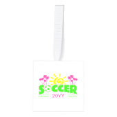 女子サッカーのサンシャインパーム キューブオーナメント (正面)