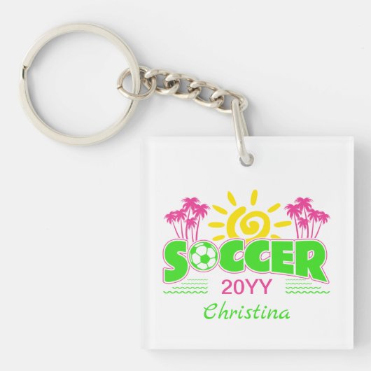 女子サッカーのサンシャインパーム キーホルダー (正面)