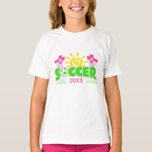 女子サッカーのサンシャインパーム Tシャツ (正面)