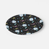 女子サッカーのシルエットでスターとキラキラ ペーパープレート (アングル)