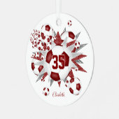 女子サッカーのボールパンクマーン メタルオーナメント (正面左)