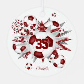 女子サッカーのボールパンクマーン メタルオーナメント (裏面)