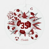 女子サッカーのボールパンクマーン メタルオーナメント (正面)