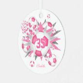 女子サッカーのボールパンク メタルオーナメント (正面左)