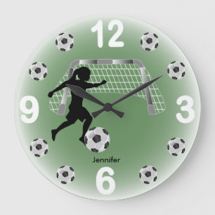 女子サッカーのボール棋士 ラージ壁時計