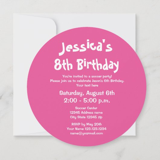 女子サッカーのラウンドバースデーパーティ招待状 招待状 (裏面)