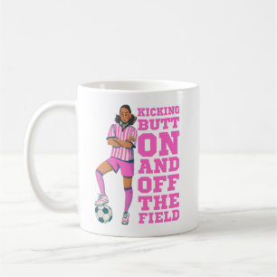 女子サッカーの場外お尻 コーヒーマグカップ