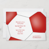 女子サッカーの誕生日レッドサッカーボールが星 案内状 (裏面)