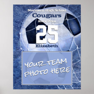 女子サッカーの追加チーム写真記念 ポスター