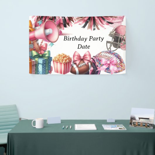 女子サッカーをテーマにしたタッチダウン 横断幕 (トレードショー)