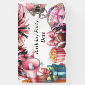 女子サッカーをテーマにしたタッチダウン 横断幕 (縦)