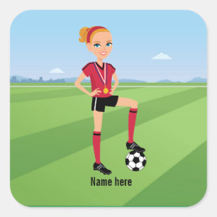 女子サッカーゲームシール スクエアシール