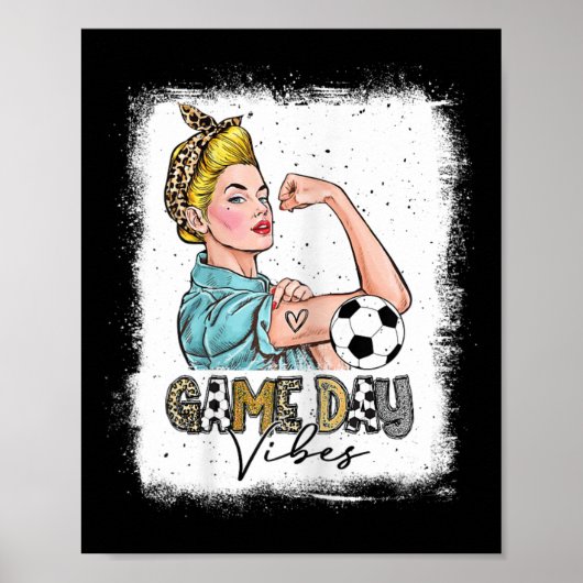 女子サッカーゲームデイの雰囲気 サッカーママ グラフィック ポスター (正面)