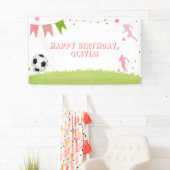 女子サッカーサッカーパーティーバナーピンクスポーツ 横断幕 (インサイチュ)