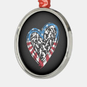 女子サッカーハート – 米国国旗 メタルオーナメント (左)