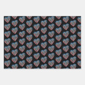 女子サッカーハート – 米国国旗 ラッピングペーパーシート (正面2)