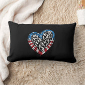 女子サッカーハート – 米国国旗 ランバークッション (ブランケット)