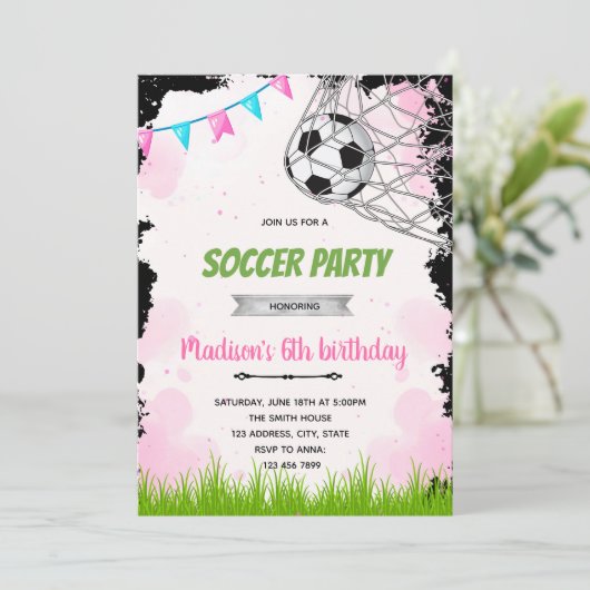 女子サッカーバースデー招待状 招待状 (スタンド正面)
