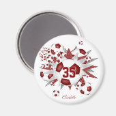 女子サッカーパーソナライズされたボールのパンク マグネット (正面/裏面)