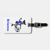 女子サッカーパーソナライズされた写真テンプレート ラゲッジタグ (正面横)