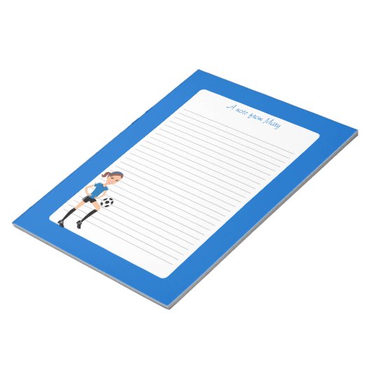 女子サッカーパーソナライズされた選手 ノートパッド (アングル)