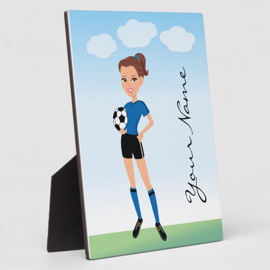 女子サッカーパーソナライズされた選手 フォトプラーク (側面)