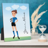 女子サッカーパーソナライズされた選手 フォトプラーク (側面)