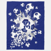 女子サッカーボールがアスレチックでパーソナライズされたす フリースブランケット (正面)