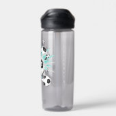 女子サッカーボールのパンク光ティール(緑がかった色)グレイ星 ウォーターボトル (背面)