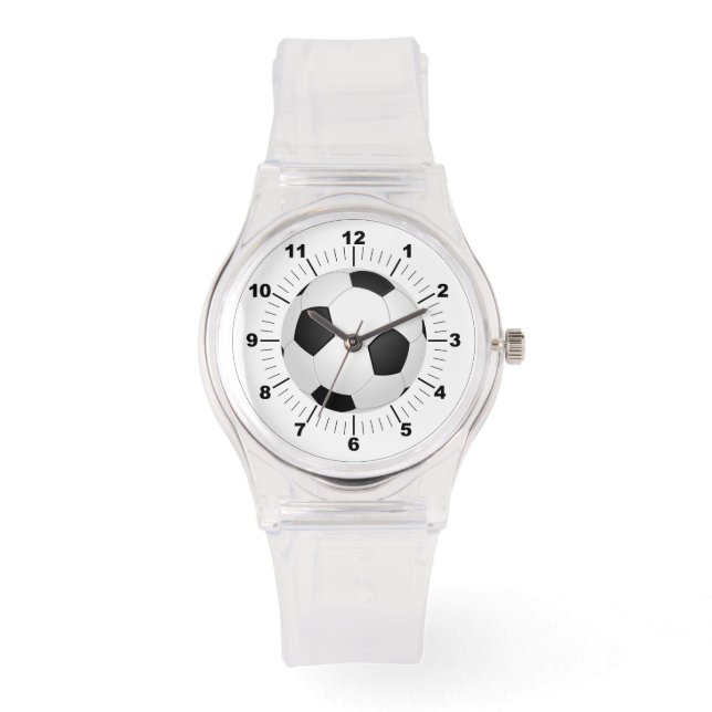 女子サッカーボールスポーティピンクシリコンウォッチ 腕時計 (正面)