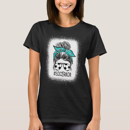 女子サッカーママ乱雑バンサッカー Tシャツ (正面)