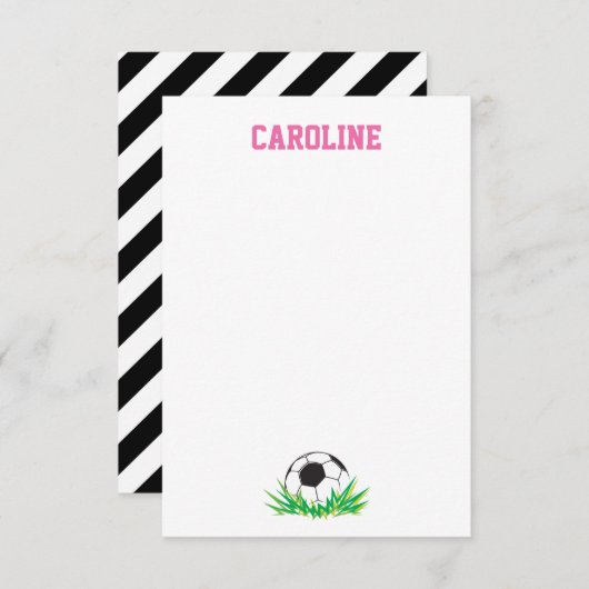 女子サッカー感謝の文房具ノートカード サンキューカード (正面/裏面)