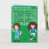 女子サッカー秘密メッセージハッピーバースデー カード (裏面)