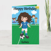 女子サッカー秘密メッセージハッピーバースデー カード (正面)