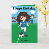 女子サッカー秘密メッセージハッピーバースデー カード (黄色い花)