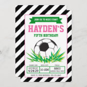 女子サッカー誕生日パーティーの招待状 招待状 (正面/裏面)