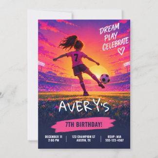 女子サッカー誕生日招待状 招待状