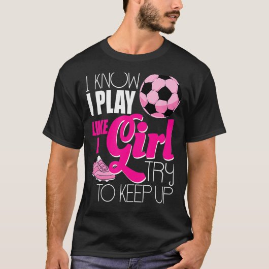 女子サッカー遊女子が好きなのは分かっている Tシャツ (正面)