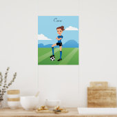女子サッカー選手のイラストレーションポスター ポスター (キッチン)