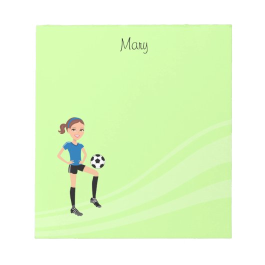 女子サッカー選手のオリジナルグッズ ノートパッド (正面)