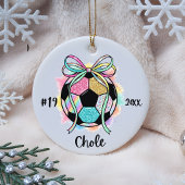 女子サッカー選手のクリスマス セラミックオーナメント