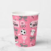 女子サッカー選手の誕生日パーティッガーリークピンク 紙コップ (左)