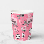 女子サッカー選手の誕生日パーティッガーリークピンク 紙コップ (右)