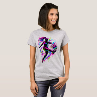 女子サッカー選手シャツ | ネオンサッカーユニフォームTシャツ Tシャツ