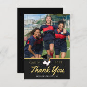 女子サッカー選手 ありがとう 卒業 写真 (正面/裏面)