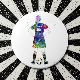 女子サッカー選手  缶バッジ