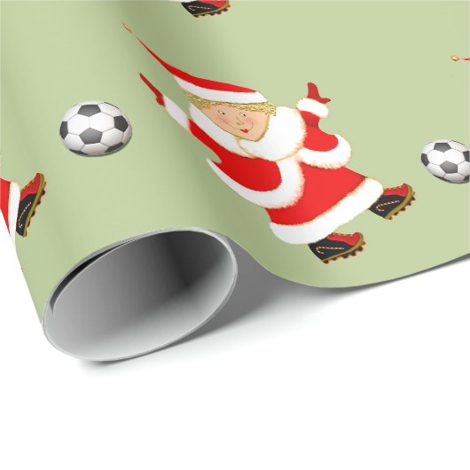 女子サッカー クリスマスギフト ラッピングペーパー (ロールコーナー)