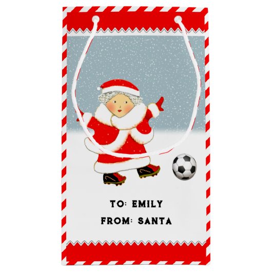女子サッカー クリスマス 小型 ギフトバッグ (裏面)
